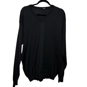Hammer Made Black V Neck Sweater Mens L Wool Blend Preppy Business Golf NO TAG